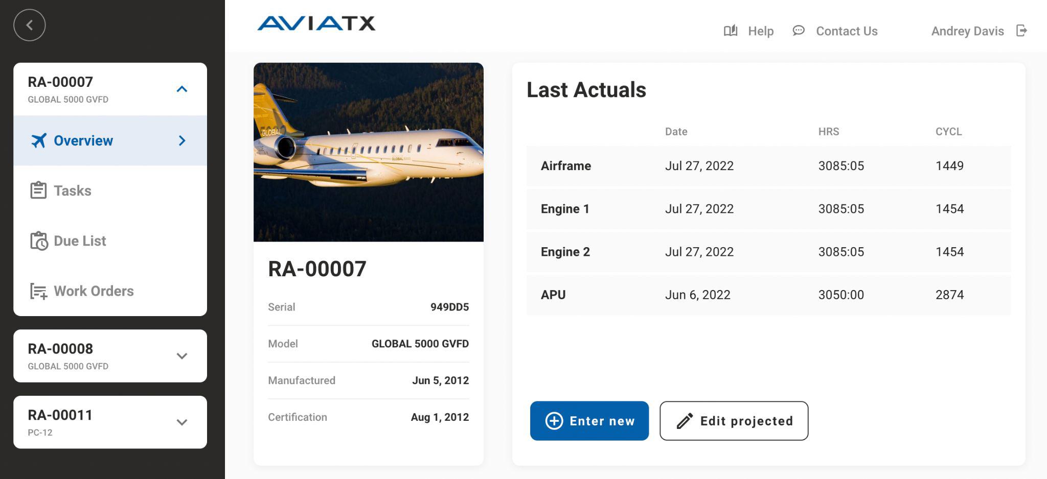 Изображение главного экрана приложения aviatx